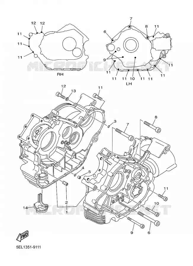 CRANKCASE Yamaha MOTO 1100 2005 BULLDOG  BT1100