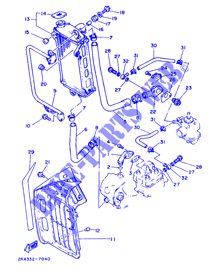RADIATOR / HOSES for Yamaha DT80LC 1987