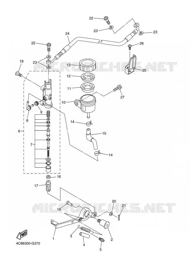 REAR BRAKE MASTER CYLINDER Yamaha MOTO 1000 2008 R1  YZF-R1