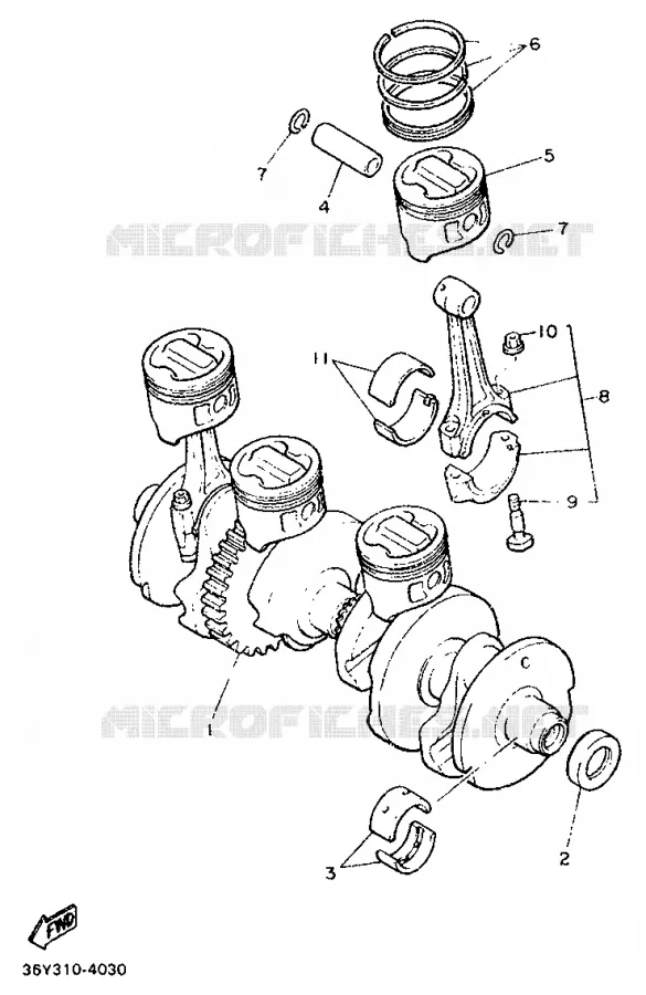 CRANKSHAFT / PISTON Yamaha MOTO 1200 1990 FJ  FJ1200