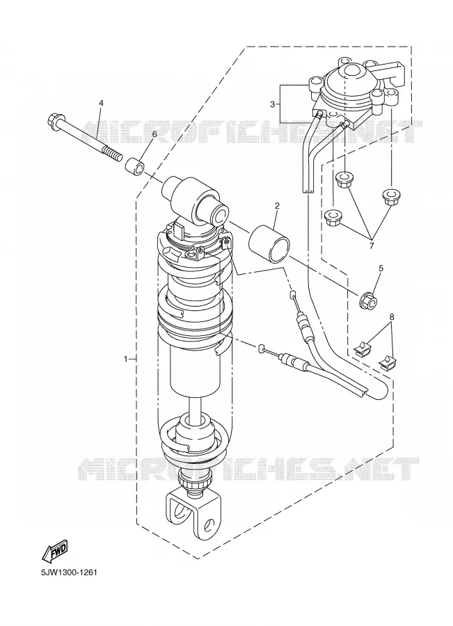 REAR SHOCK ABSORBER Yamaha MOTO 1300 2002 FJR  FJR1300