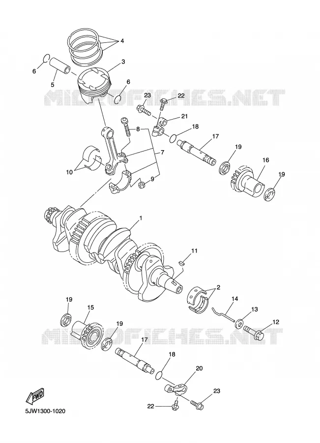 CRANKSHAFT / PISTON Yamaha MOTO 1300 2003 FJR  FJR1300