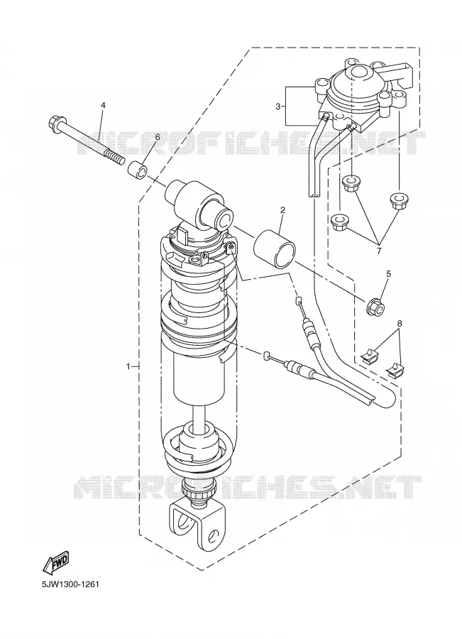 REAR SHOCK ABSORBER Yamaha MOTO 1300 2004 FJR  FJR1300