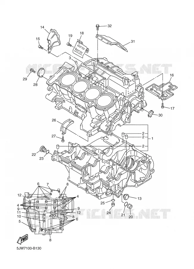 CRANKCASE Yamaha MOTO 1300 2005 FJR  FJR1300