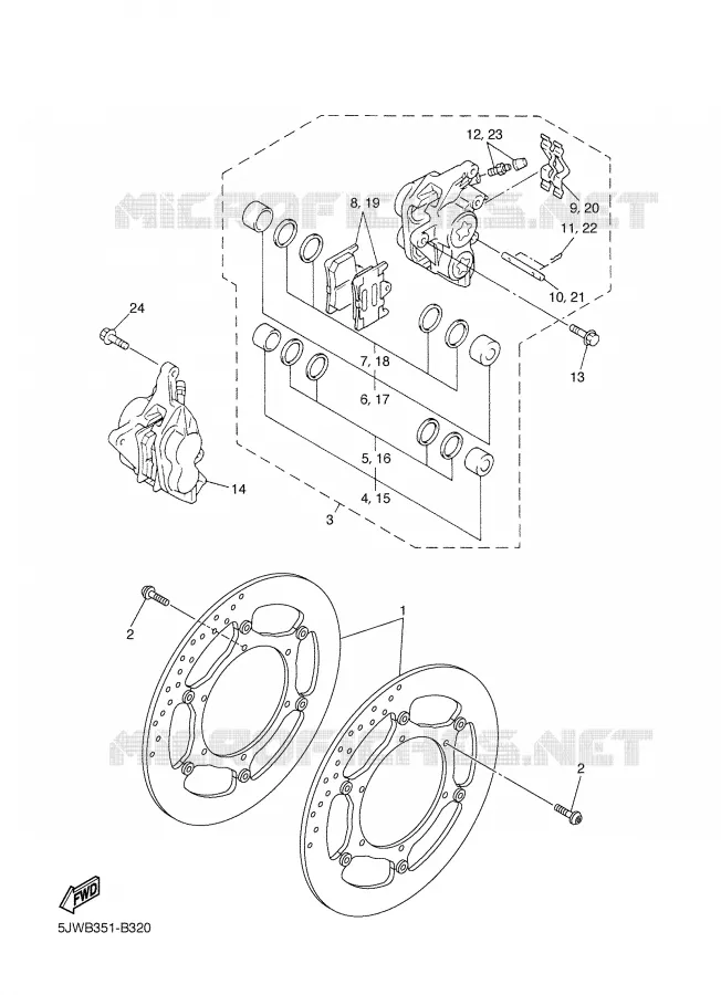 FRONT BRAKE CALIPER Yamaha MOTO 1300 2005 FJR  FJR1300
