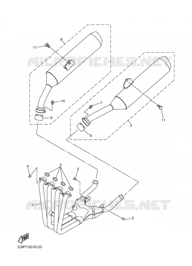 EXHAUST Yamaha MOTO 1300 2004 FJR ABS  FJR1300A