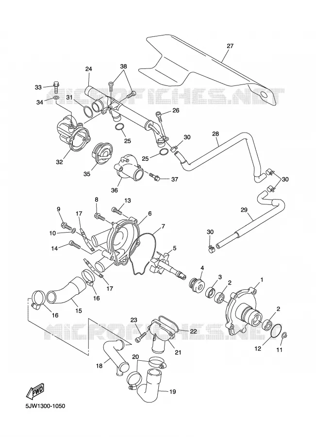 WATERPUMP / HOSES Yamaha MOTO 1300 2004 FJR ABS  FJR1300A