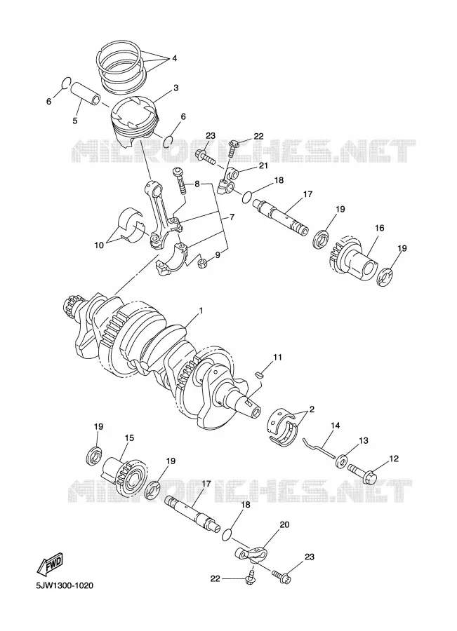 CRANKSHAFT / PISTON Yamaha MOTO 1300 2006 FJR ABS  FJR1300A
