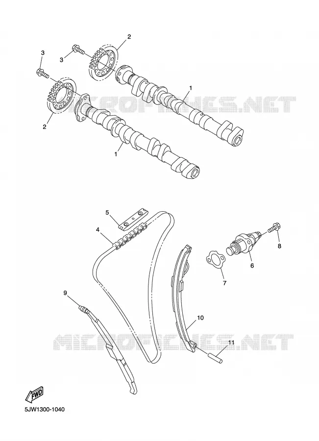CAMSHAFT / TIMING CHAIN Yamaha MOTO 1300 2008 FJR ABS  FJR1300A