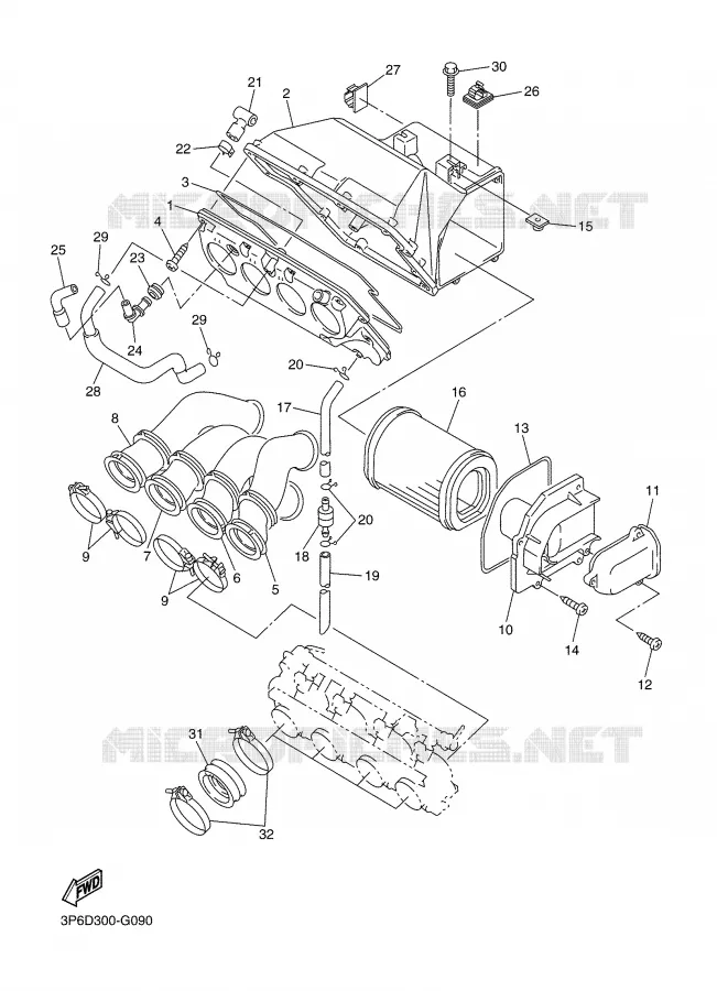 INTAKE Yamaha MOTO 1300 2008 FJR ABS  FJR1300A
