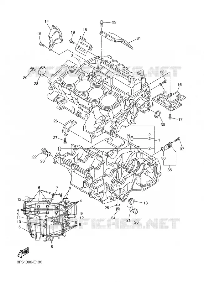 CRANKCASE Yamaha MOTO 1300 2008 FJR ABS  FJR1300A