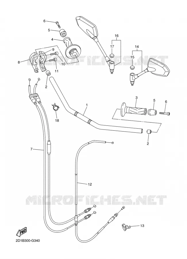 HANDLEBAR & CABLES Yamaha MOTO 1000 2008 FZ1  FZ1-N FAZER _