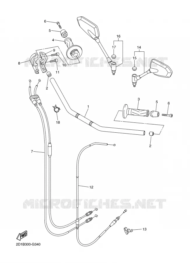 HANDLEBAR & CABLES Yamaha MOTO 1000 2008 FZ1  FZ1-N FAZER _