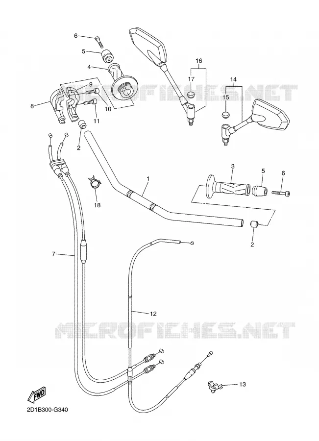 HANDLEBAR & CABLES Yamaha MOTO 1000 2008 FZ1 ABS  FZ1-NA FAZER _