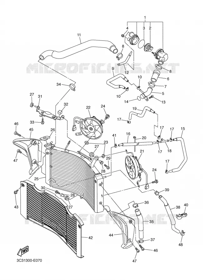 RADIATOR / HOSES Yamaha MOTO 1000 2008 FAZER  FZ1-S