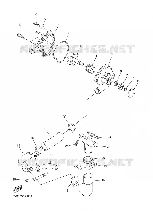 WATERPUMP / HOSES Yamaha MOTO 600 2004 FZ6  FZ6-N