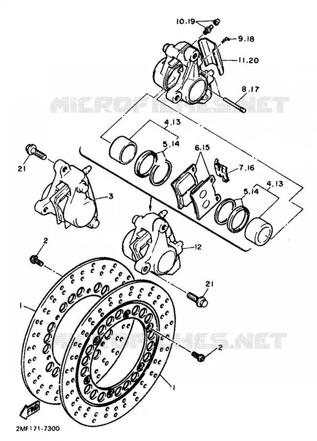 FRONT BRAKE CALIPER Yamaha MOTO 750 1987 FZ  FZ750