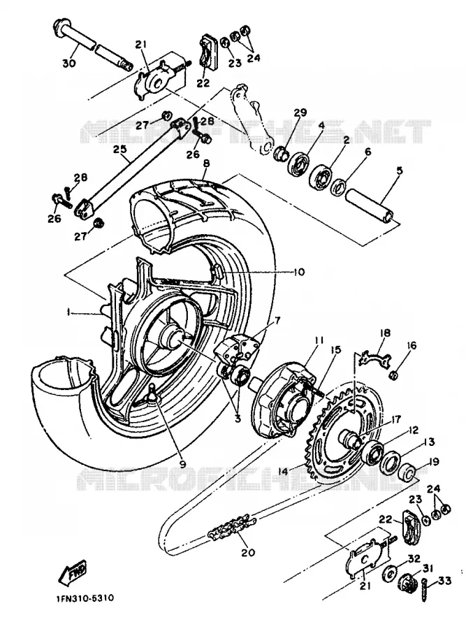 REAR WHEEL Yamaha MOTO 750 1987 FZ  FZ750