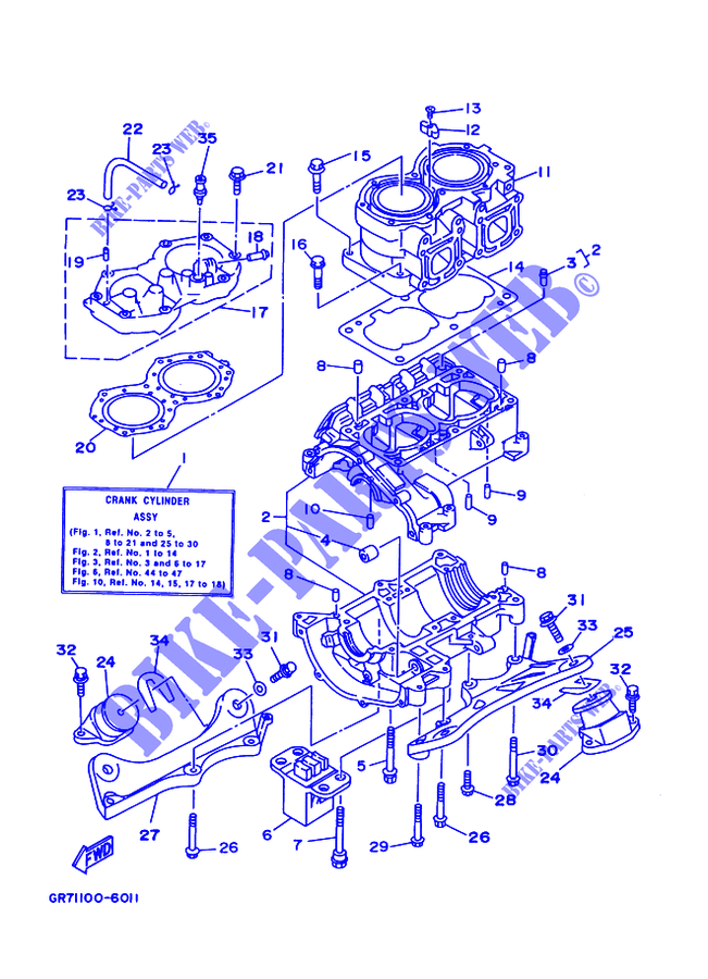 CYLINDER / CRANKCASE for Yamaha MJ-700TZ 1998