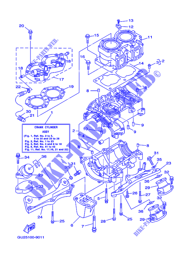 CYLINDER / CRANKCASE for Yamaha XL760X 1999