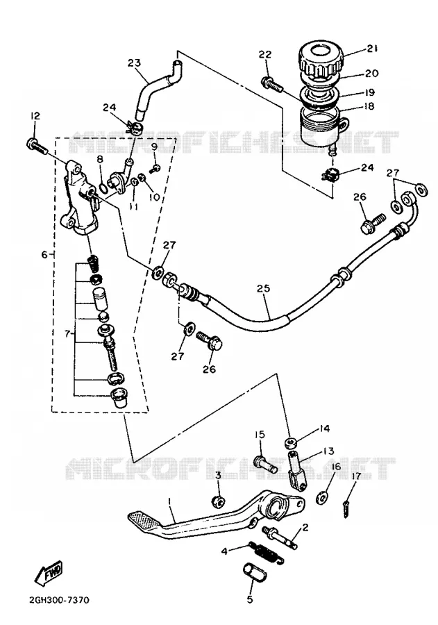 REAR BRAKE MASTER CYLINDER Yamaha MOTO 1000 1987 FZR  FZR1000