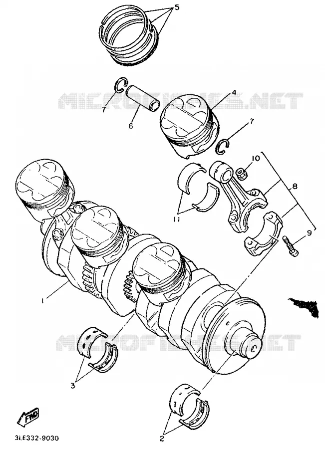 CRANKSHAFT / PISTON Yamaha MOTO 1000 1989 FZR  FZR1000