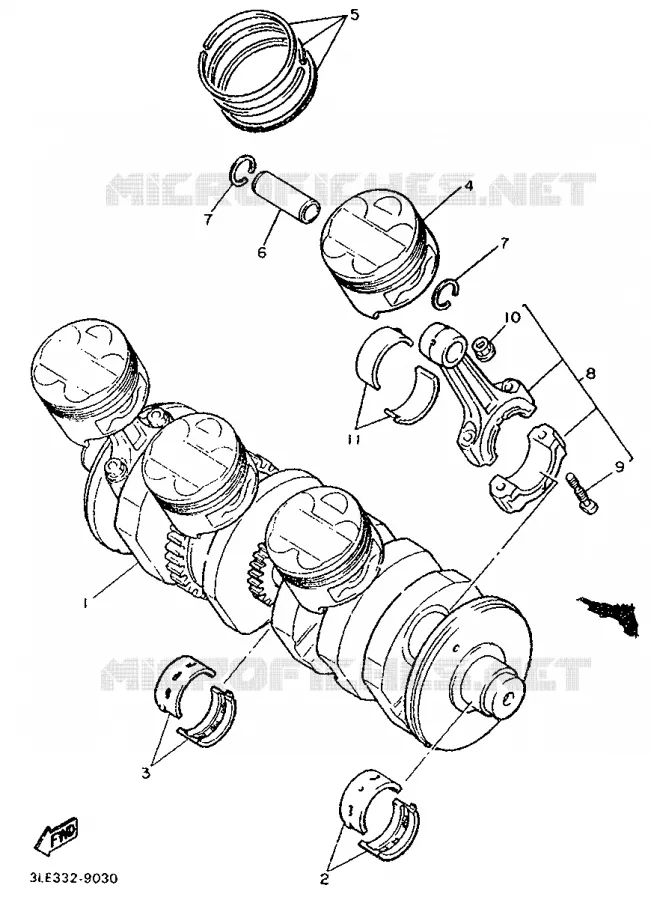 CRANKSHAFT / PISTON Yamaha MOTO 1000 1989 FZR  FZR1000