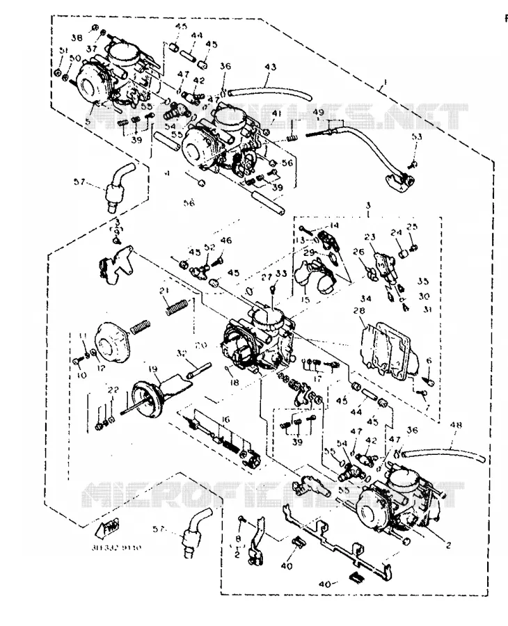 OPTIONAL PARTS - CARBURETOR Yamaha MOTO 1000 1992 FZR  FZR1000