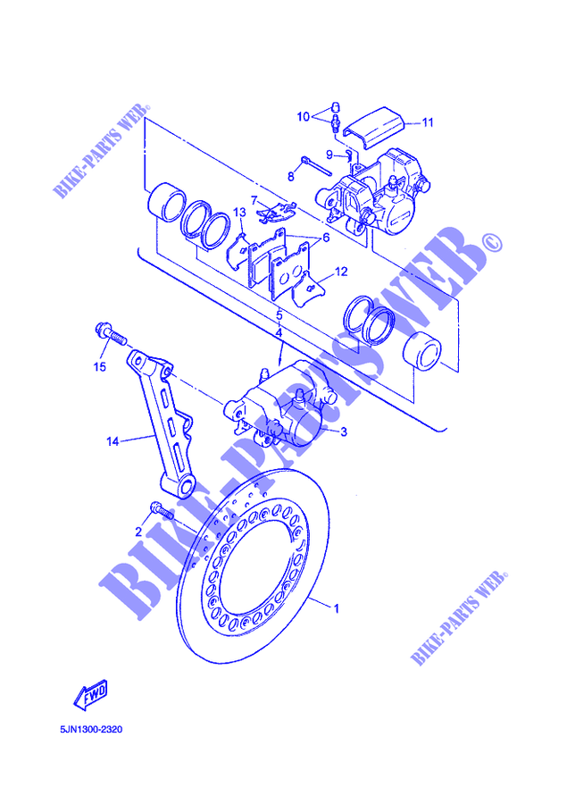 REAR BRAKE CALIPER for Yamaha BT1100 2002