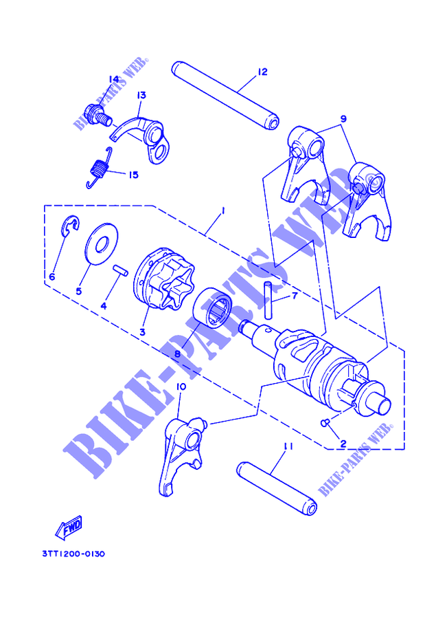 GEAR SHIFT SELECTOR DRUM / FORKS for Yamaha DT125 2002