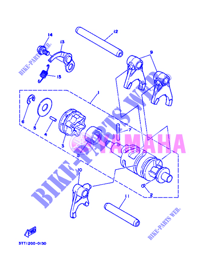 GEAR SHIFT SELECTOR DRUM / FORKS for Yamaha DT125 2007