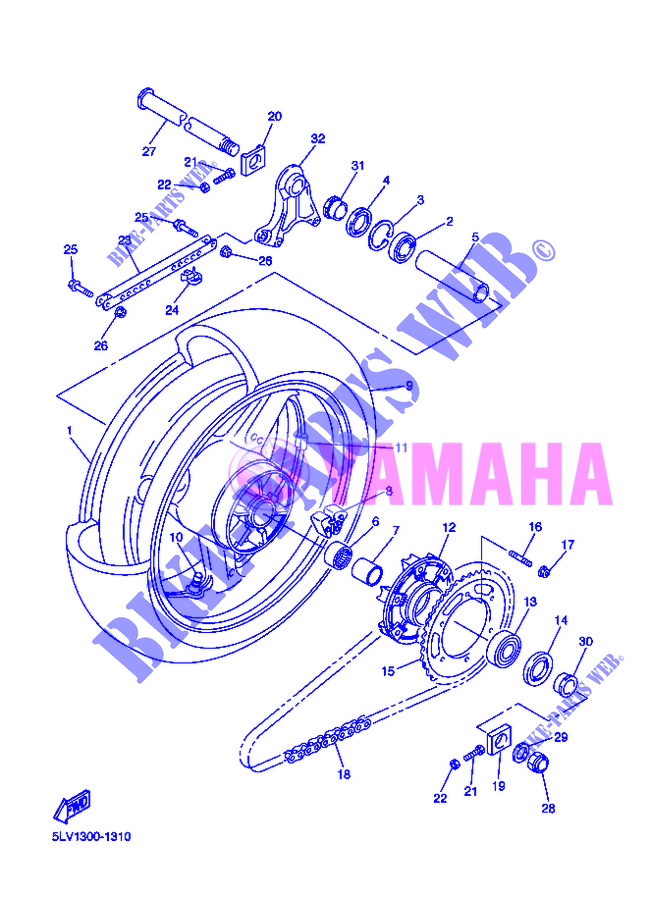 REAR WHEEL for Yamaha FZS1000 2005