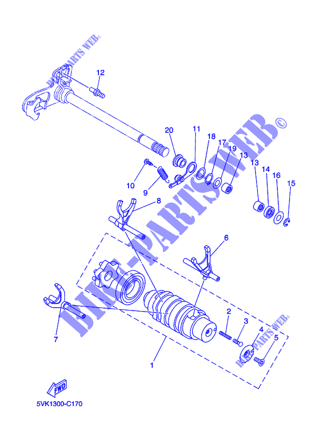 GEAR SHIFT SELECTOR DRUM / FORKS for Yamaha MT03 2009