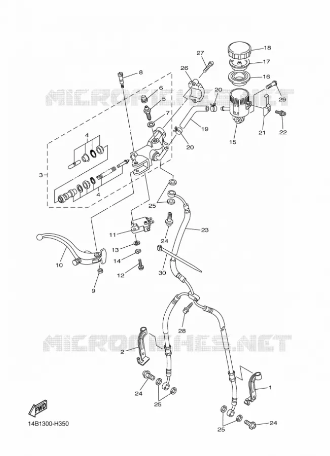 FRONT BRAKE MASTER CYLINDER Yamaha MOTO 1000 2010 R1  YZF-R1