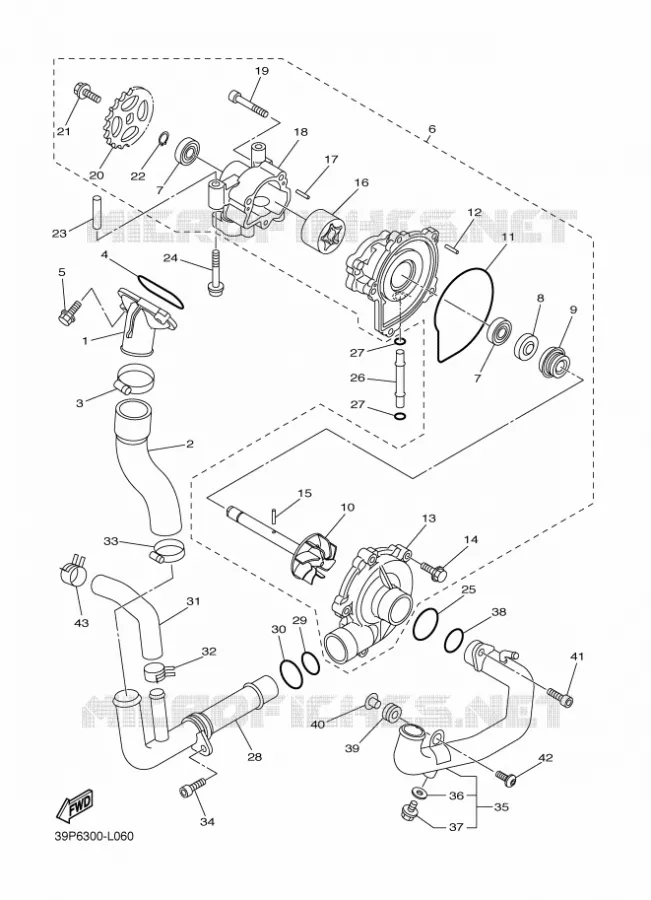 WATERPUMP / HOSES Yamaha MOTO 800 2012 FAZER  FZ8-S