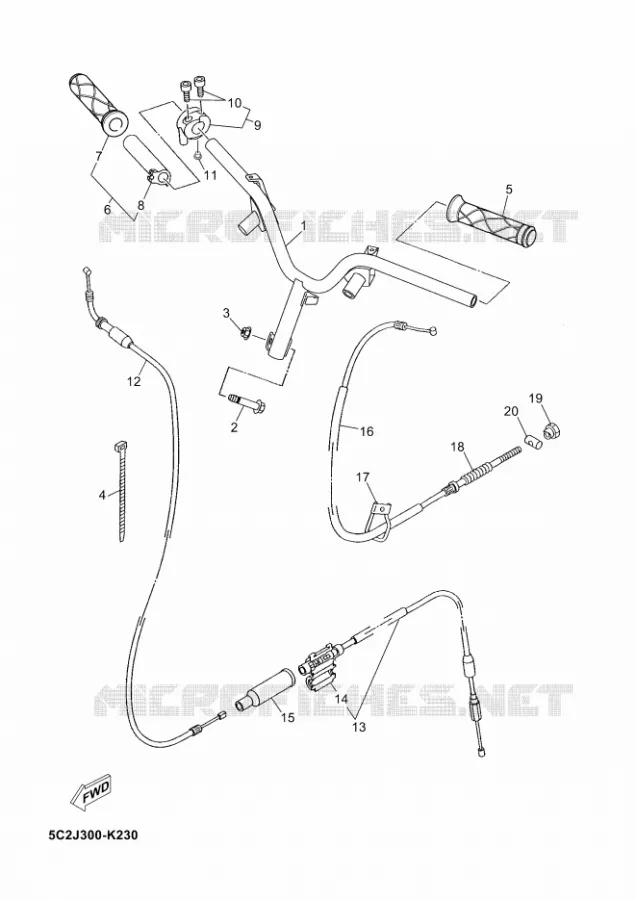 HANDLEBAR & CABLES Yamaha SCOOTER 50 2012 NEOS  YN50 NEO'S