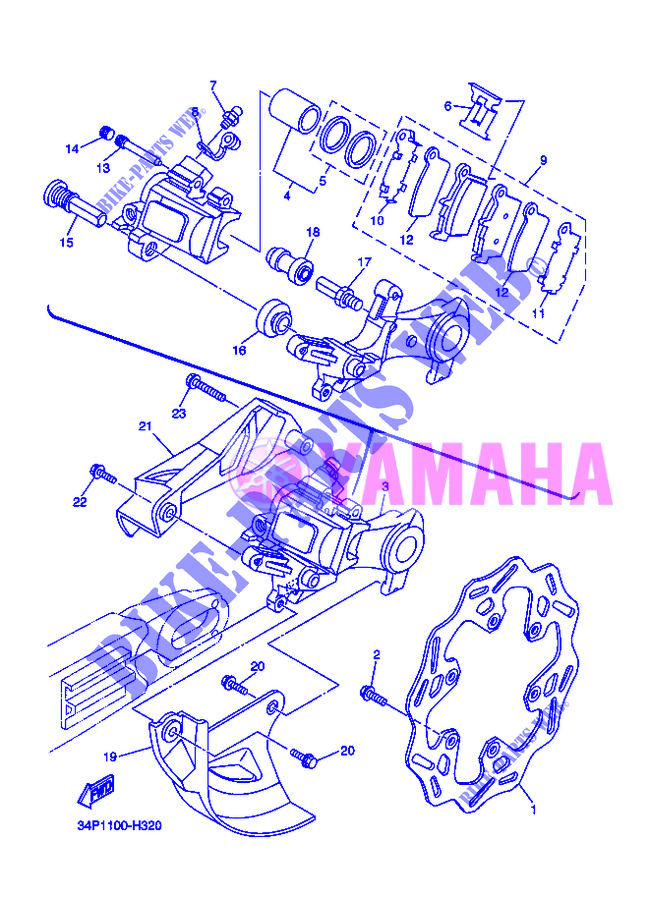 REAR BRAKE CALIPER for Yamaha YZ450F 2012