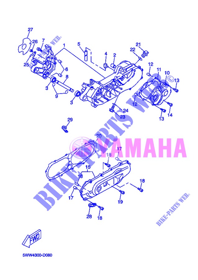 CRANKCASE for Yamaha BOOSTER SPIRIT 2013