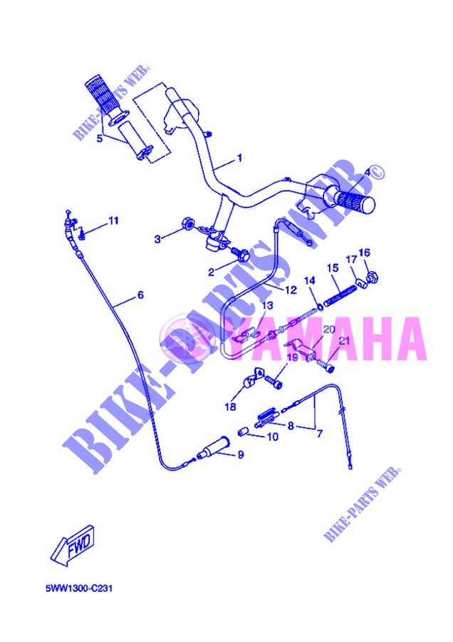 HANDLEBAR & CABLES for Yamaha CW50 2013