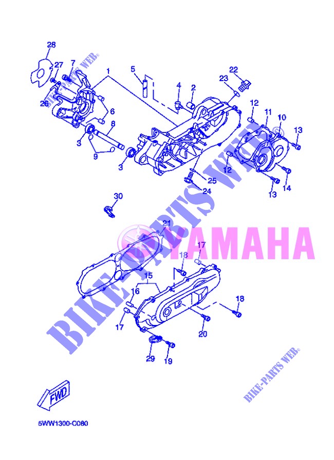 CRANKCASE for Yamaha BOOSTER NAKED 2013