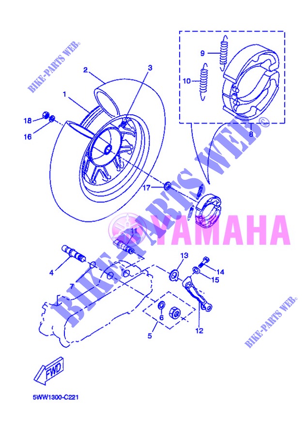 REAR WHEEL for Yamaha BOOSTER NAKED 2013