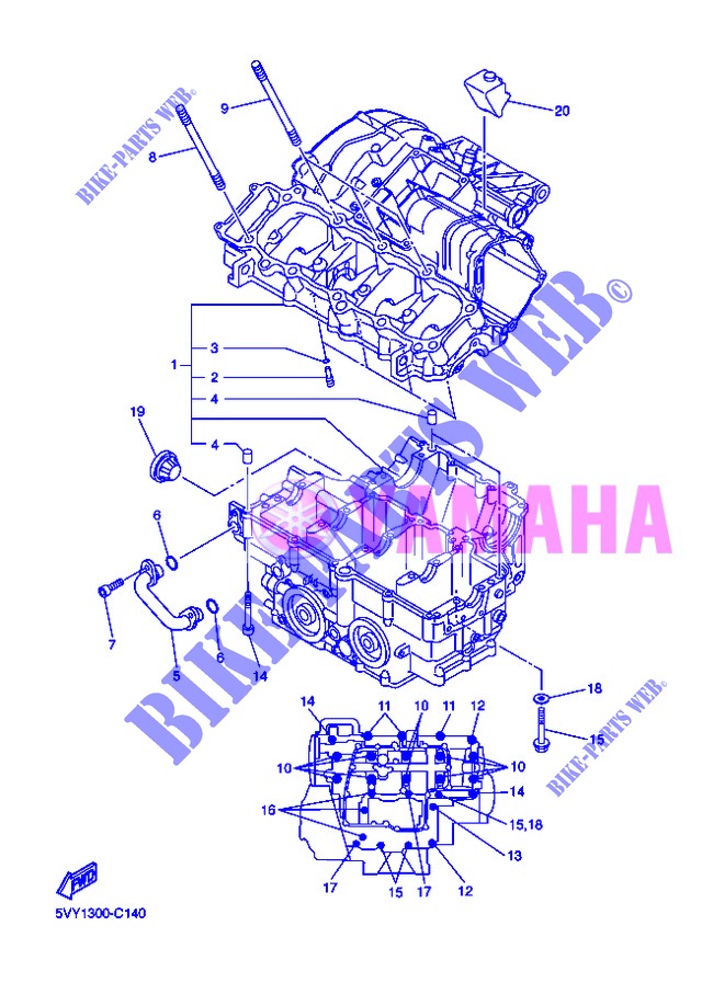 CRANKCASE for Yamaha FZ8N 2013