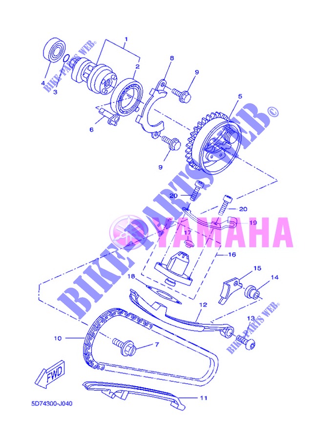 CAMSHAFT / TIMING CHAIN for Yamaha WR 125 R 2013