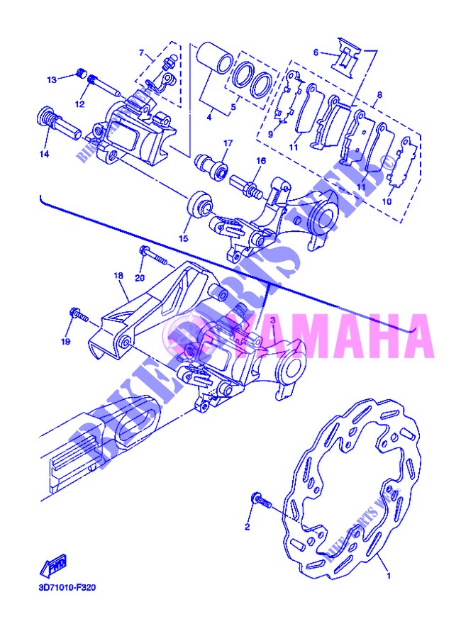 REAR BRAKE CALIPER for Yamaha WR250R 2013