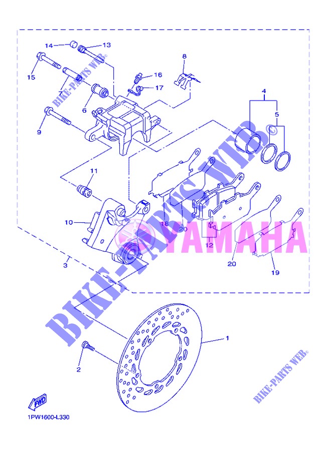 REAR BRAKE CALIPER for Yamaha DIVERSION 600 F 2013