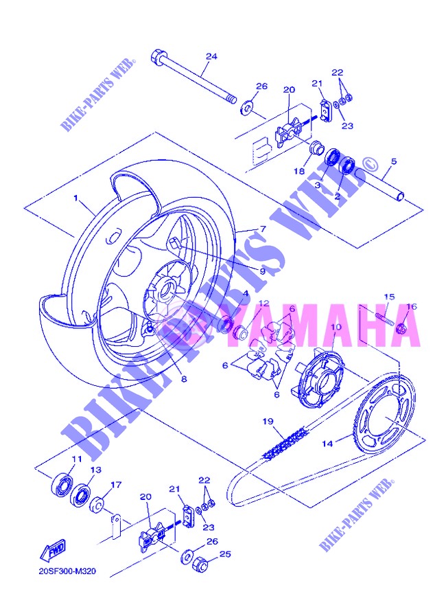 REAR WHEEL for Yamaha DIVERSION 600 F 2013
