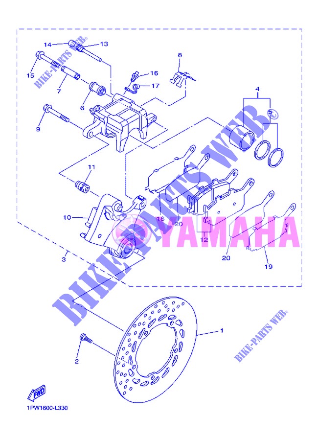 REAR BRAKE CALIPER for Yamaha DIVERSION 600 F ABS 2013