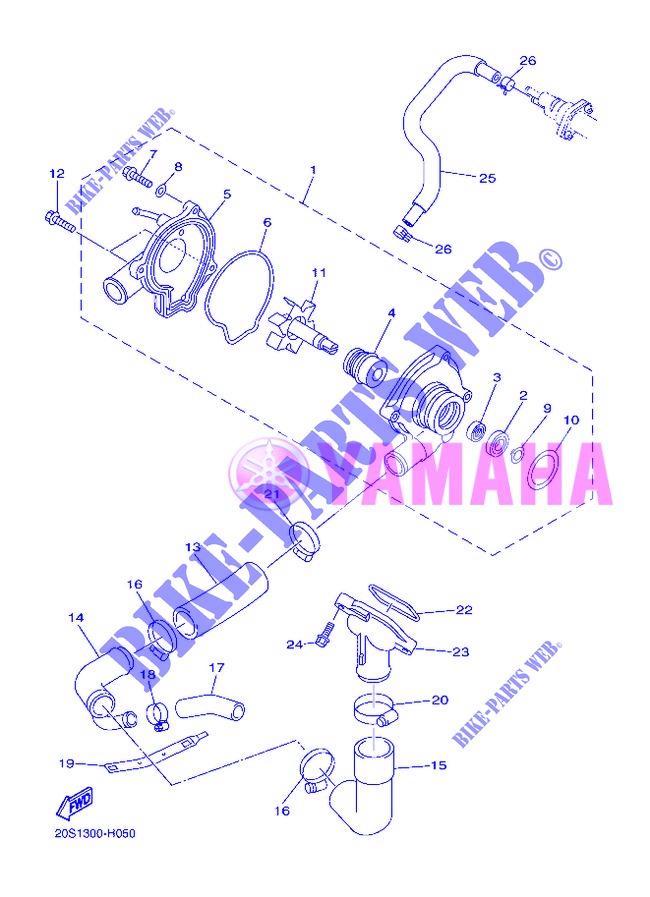 WATERPUMP / HOSES for Yamaha DIVERSION 600 F ABS 2013