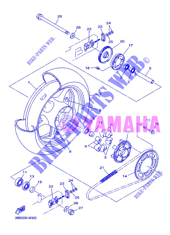 REAR WHEEL for Yamaha XJ6NA 2013