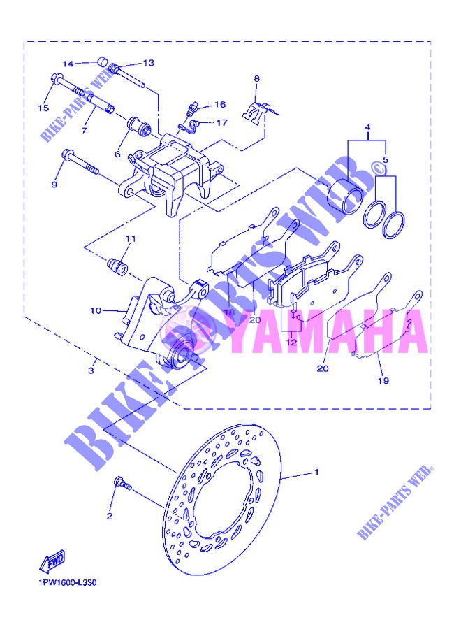 REAR BRAKE CALIPER for Yamaha DIVERSION 600 2013